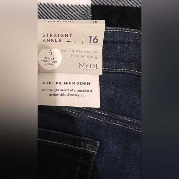 NYDJ NEW Women’s size 16 Jenna Straight Ankle Dark Wash Jeans with raw edge hem - Picture 6 of 8